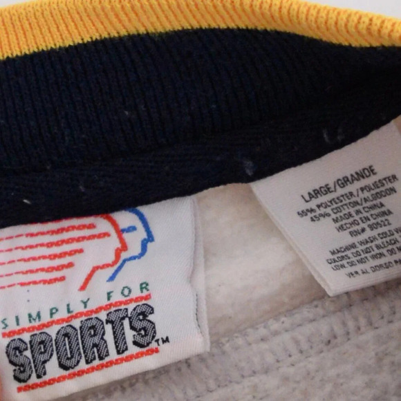 VTG 90S Simply For Sports Gray Blue  Embroidered Mi Wolverines U V-neck Sweater - Picture 4 of 12